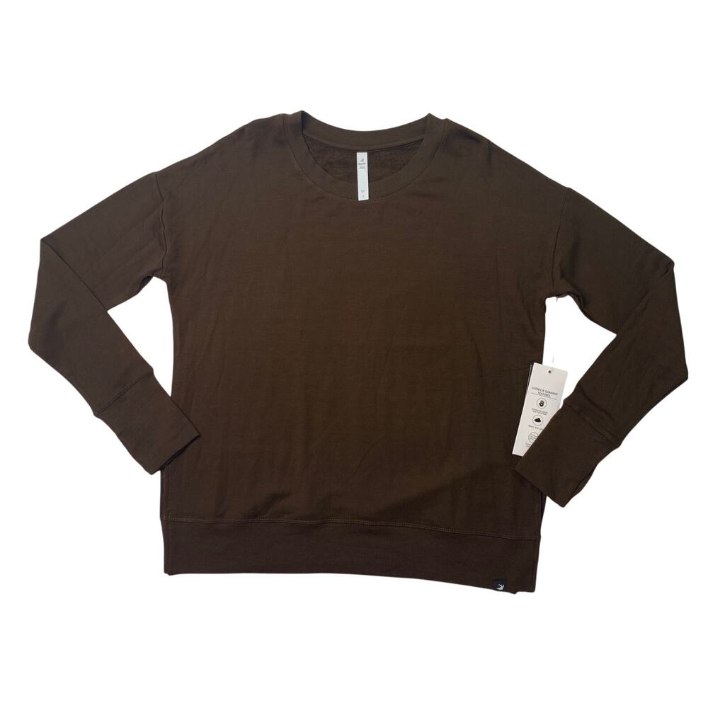 Glyder Sweatshirt Womens S Small Brown Fleece Lined Thumbholes Oversized Crew